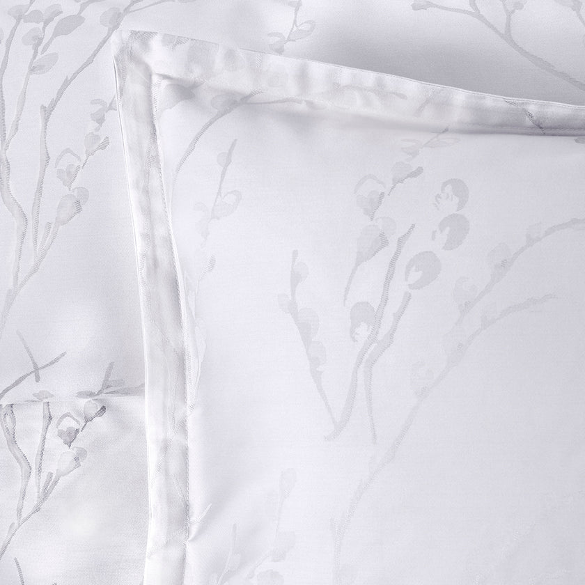 Minna Jacquard Satin Double Duvet Cover Set Light Gray (6 Pieces)