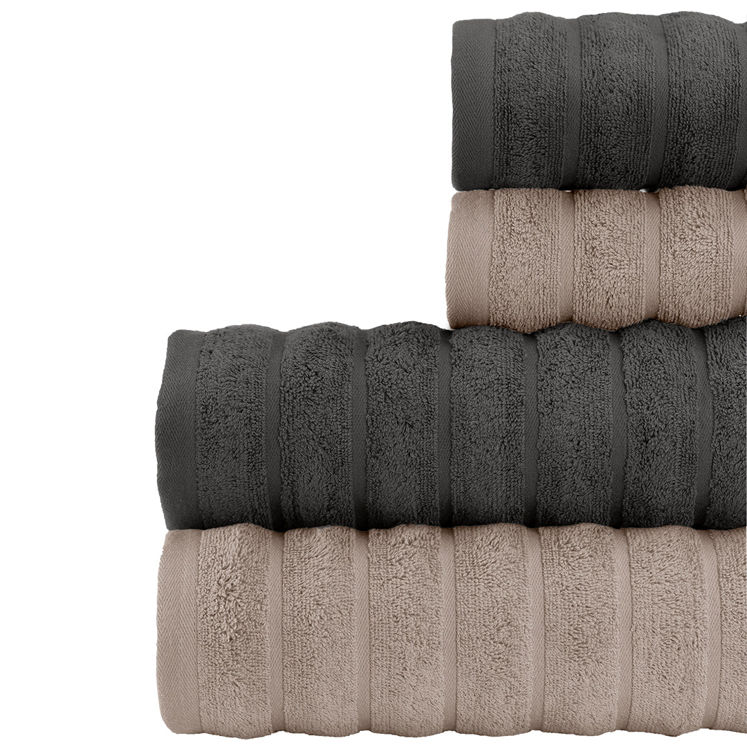 Monna 100% Cotton 4-Piece Hammam Set Anthracite/Beige
