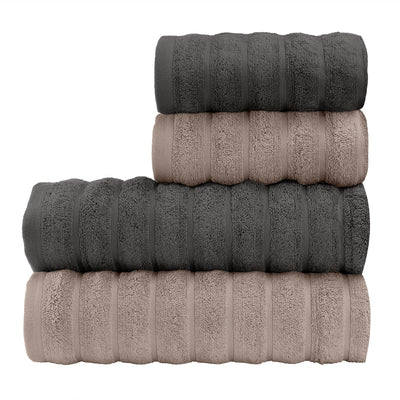 Monna 100% Cotton 4-Piece Hammam Set Anthracite/Beige