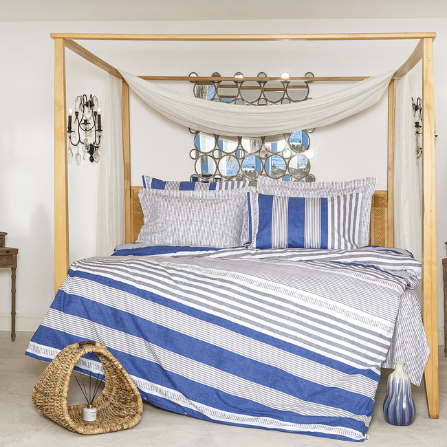 Nemesis Çift Kişilik Ranforce Nevresim Takımı Gri/Mavi (4 Parça)