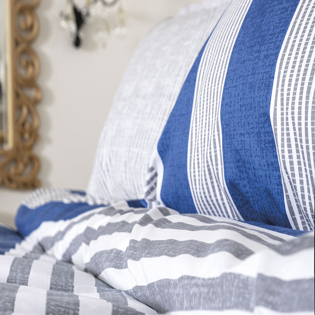 Nemesis Çift Kişilik Ranforce Nevresim Takımı Gri/Mavi (4 Parça)