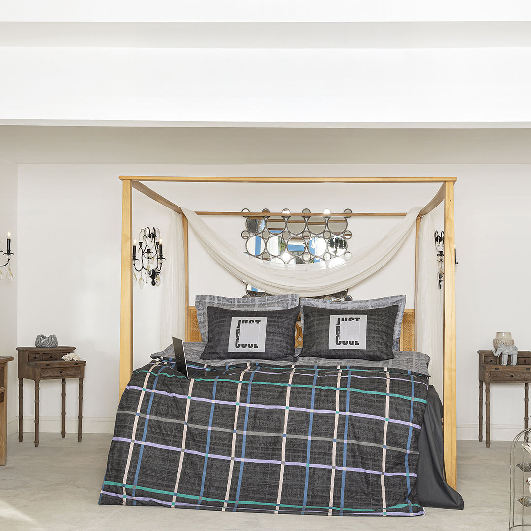 Odessa Çift Kişilik Ranforce Nevresim Takımı Koyu Gri (4 Parça)