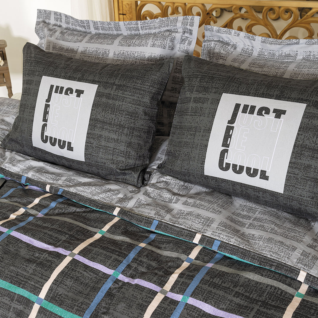 Odessa Çift Kişilik Ranforce Nevresim Takımı Koyu Gri (4 Parça)