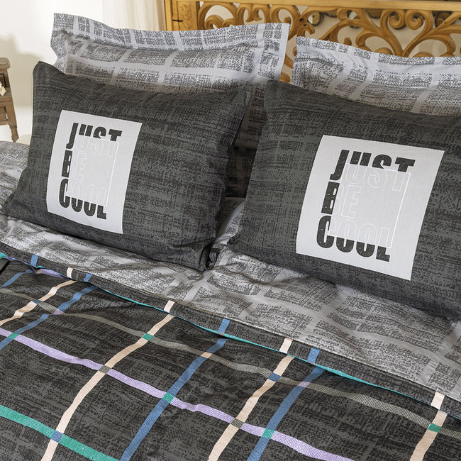 Odessa Çift Kişilik Ranforce Nevresim Takımı Koyu Gri (4 Parça)