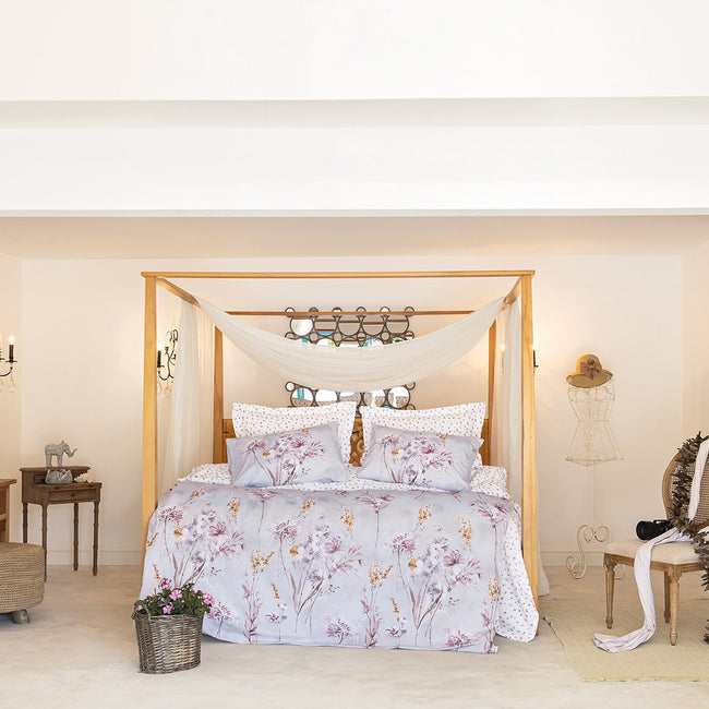 Ofelya Çift Kişilik Ranforce Nevresim Takımı Lila (4 Parça)