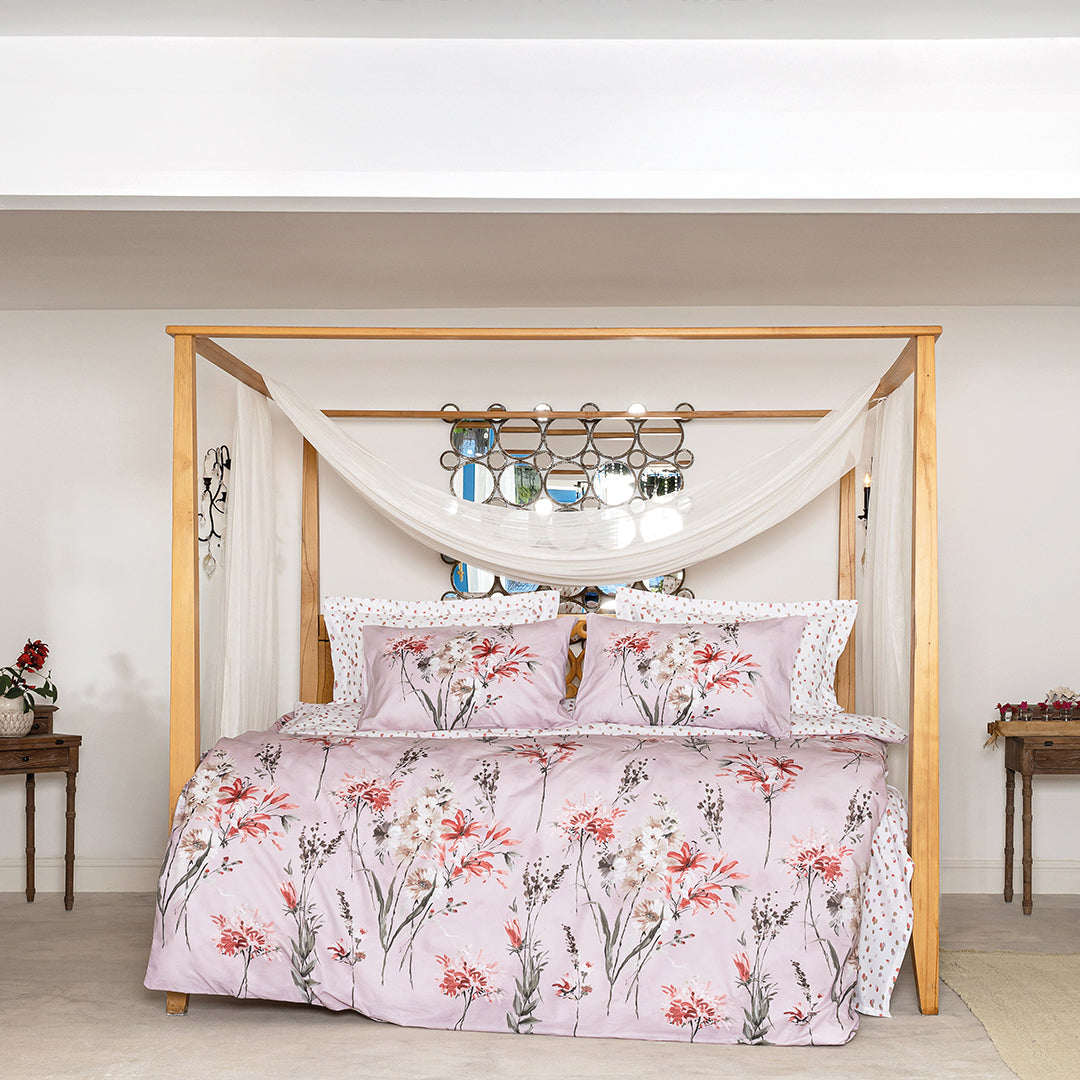 Ophelia Double Ranforce Duvet Cover Set Light Powder Pink (4 Pieces)