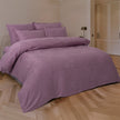 Perle Jakarlı Saten Çift Kişilik Nevresim Takımı Lila (6 Parça)