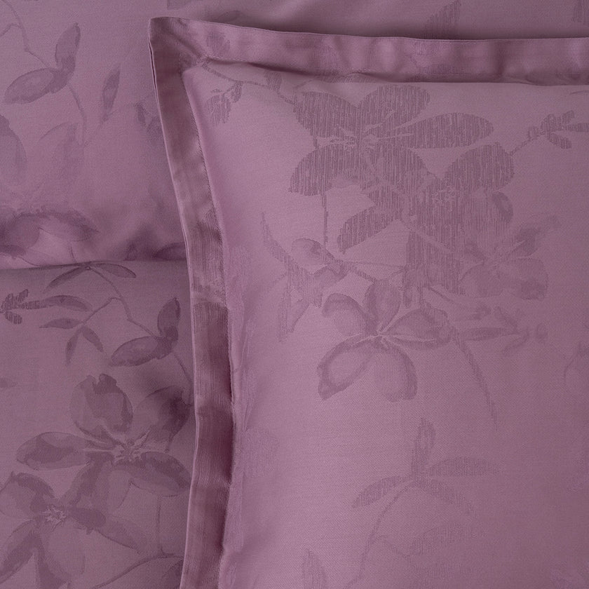 Perle Jakarlı Saten Çift Kişilik Nevresim Takımı Lila (6 Parça)