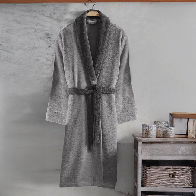 روب بولي %100 قطن للجنسين بلون رمادي غامق