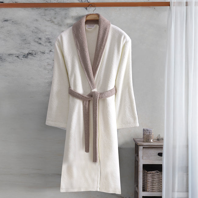 Polly %100 Pamuk Unisex Bornoz Ekru