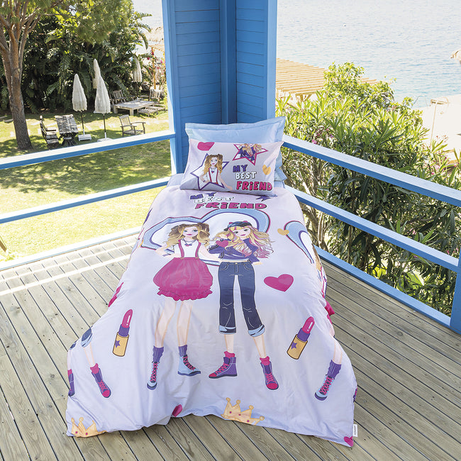 Rachel Tek Kişilik Ranforce Nevresim Takımı Mavi (3 Parça)