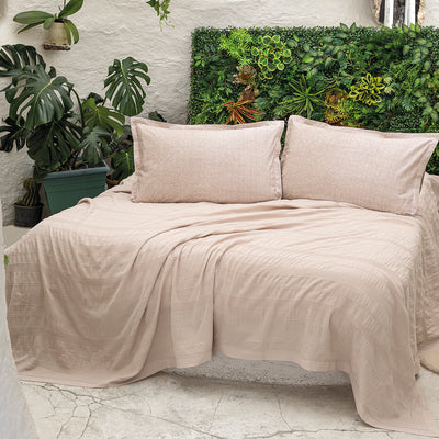 River Çift Kişilik %100 Pamuk Pike Seti Açık Bej (4 Parça)