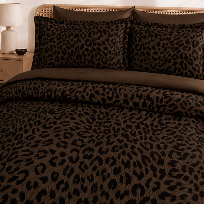 Roar Çift Kişilik %100 Pamuk Saten Nevresim Takımı Kahve 80 Tel (6 Parça)