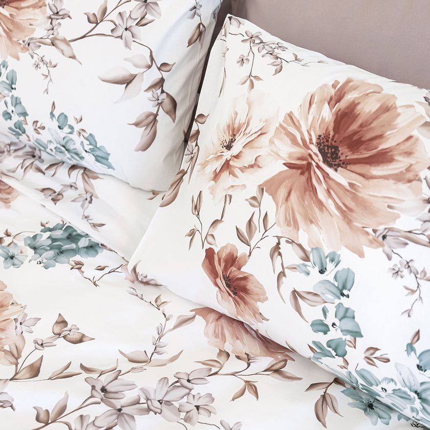 Rosalinda Çift Kişilik Ranforce Nevresim Takımı Bej (4 Parça)