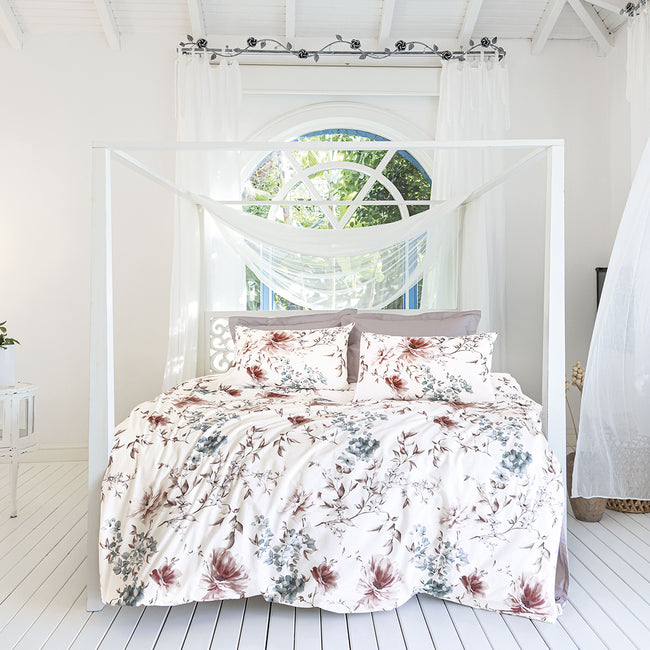 Rosalinda Çift Kişilik Ranforce Nevresim Takımı Bej (4 Parça)