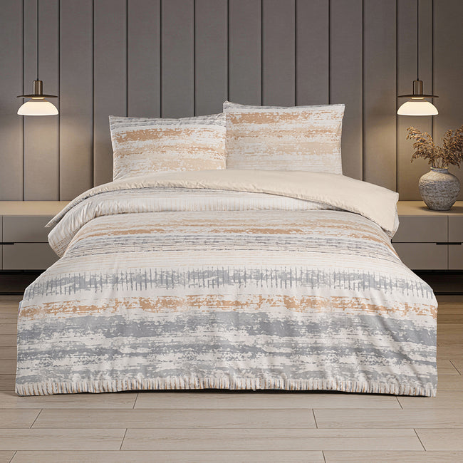 Sand Wave Çift Kişilik %100 Pamuk Ranforce Nevresim Seti Kahve (3 Parça)