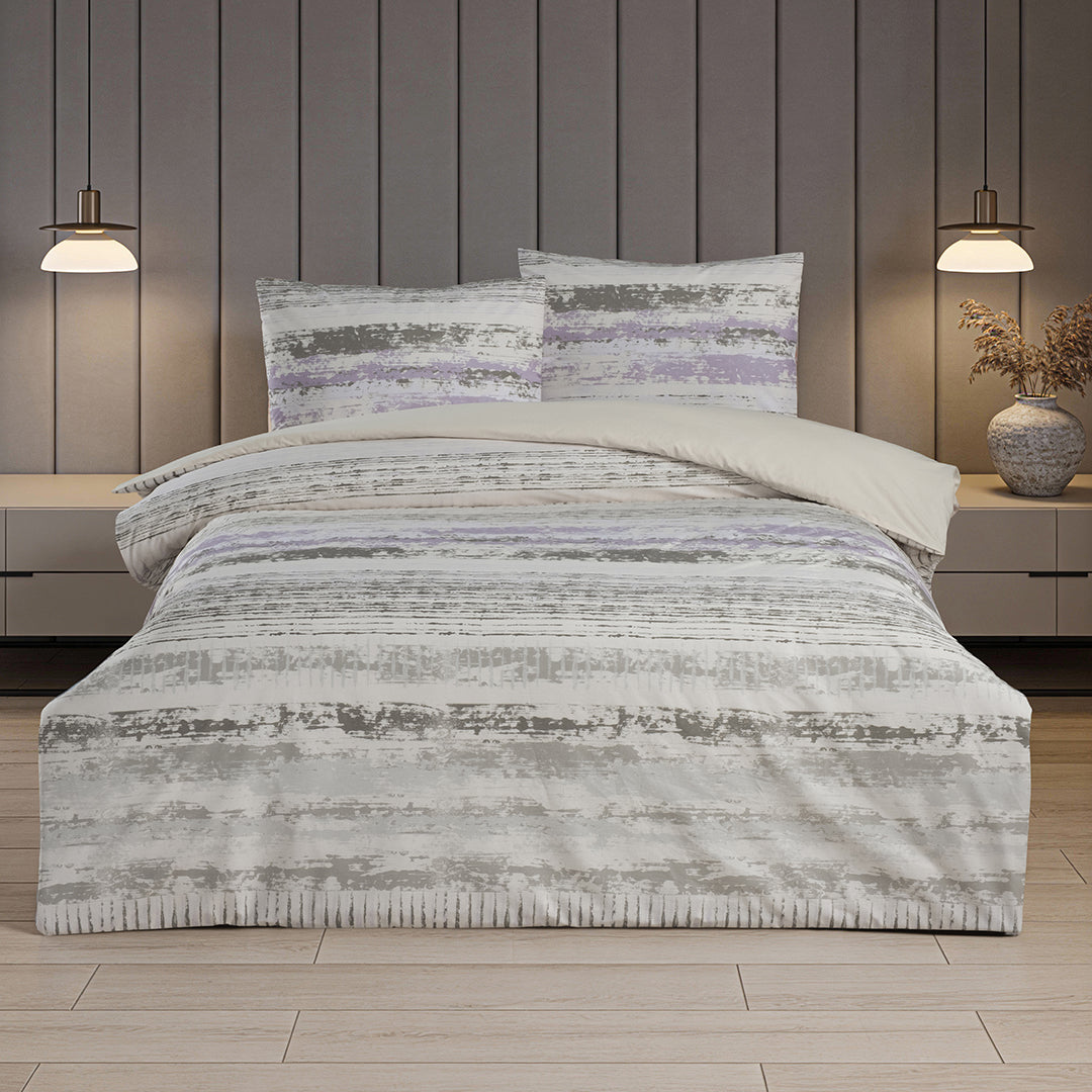 Sand Wave Çift Kişilik %100 Pamuk Ranforce Nevresim Seti Mor (3 Parça)