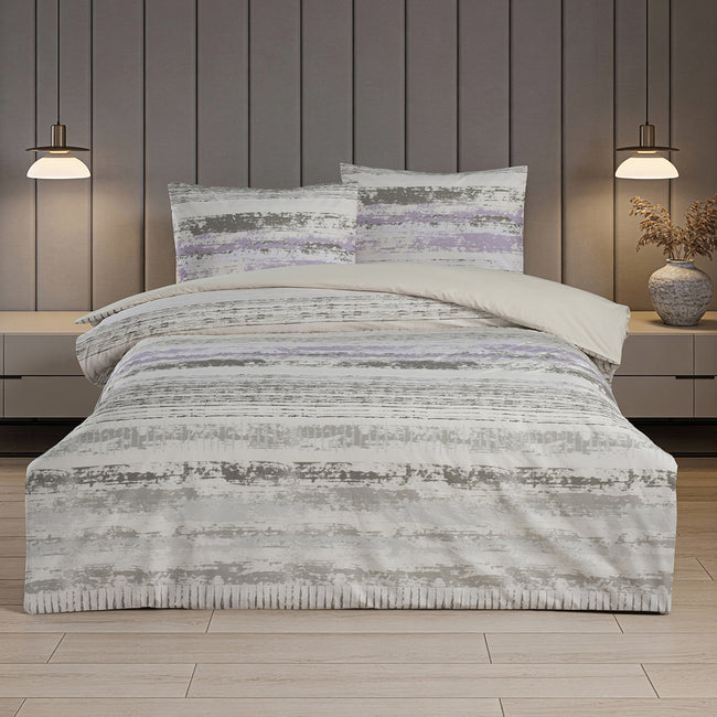 Sand Wave Çift Kişilik %100 Pamuk Ranforce Nevresim Seti Mor (3 Parça)