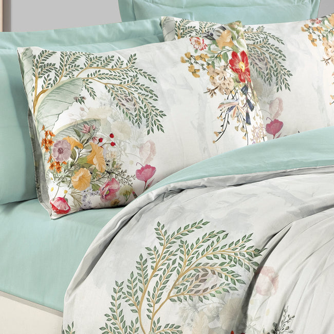 Sora Çift Kişilik Ranforce Nevresim Takımı Mint (4 Parça)