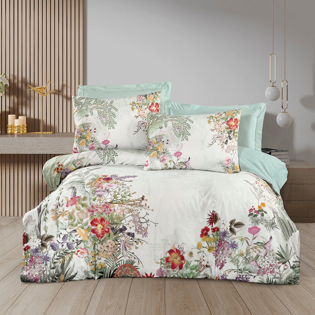 Sora Çift Kişilik Ranforce Nevresim Takımı Mint (4 Parça)