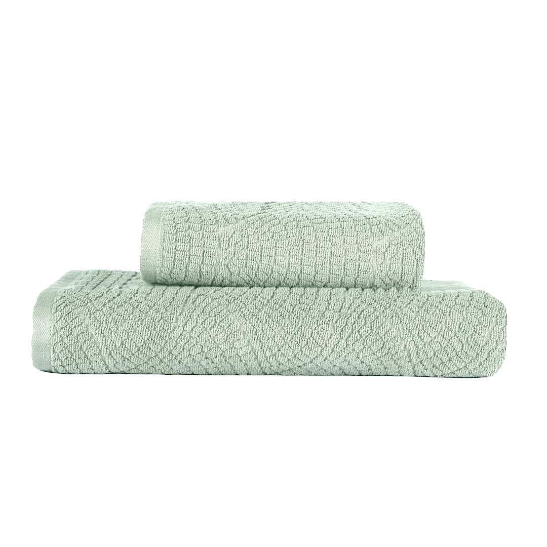 Lavenza %100 Pamuk Jakarlı 2'li Banyo Seti Mint 50x90/90x150