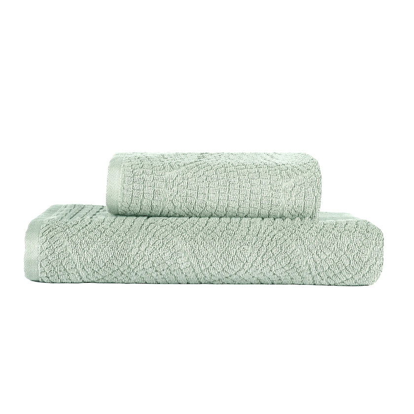Lavenza %100 Pamuk Jakarlı 2'li Banyo Seti Mint 50x90/90x150