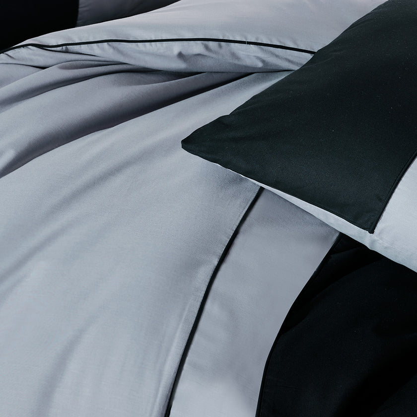 Thor Çift Kişilik Biyeli Ranforce Nevresim Takımı Gri/Siyah (4 Parça)