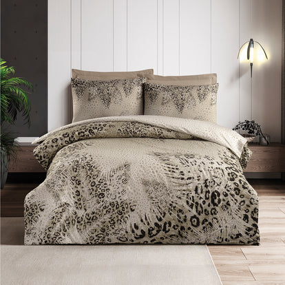 Tigra Çift Kişilik Ranforce Nevresim Takımı Bej (4 Parça)
