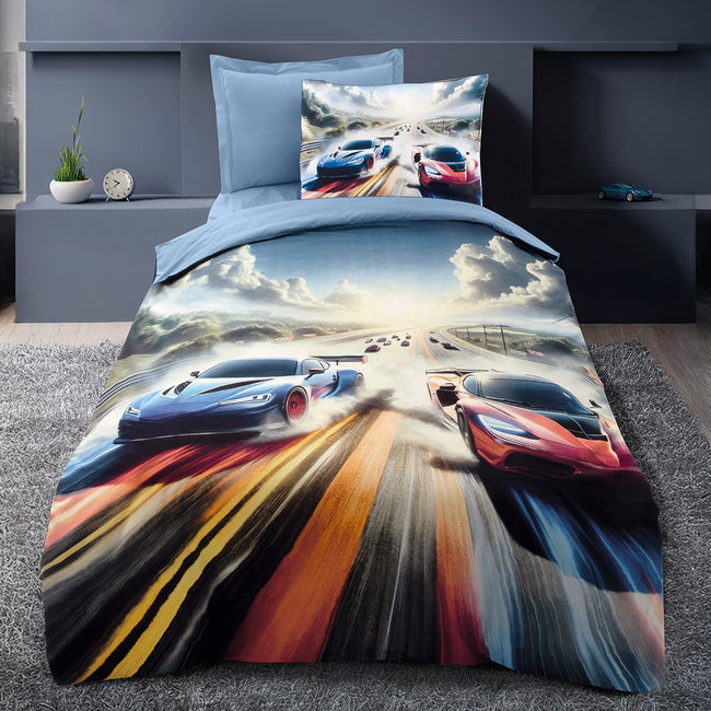 Turbo Tek Kişilik Ranforce Nevresim Takımı Mavi (3 Parça)
