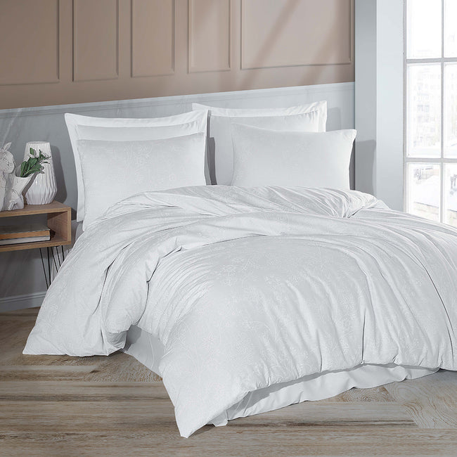 Unique Çift Kişilik Ranforce Nevresim Takımı Beyaz (4 Parça)