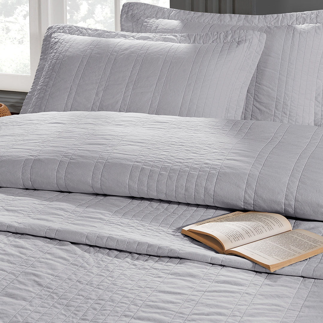 Valentina Çift Kişilik Yatak Örtüsü Gri (3 Parça)