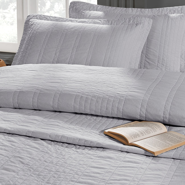 Valentina Çift Kişilik Yatak Örtüsü Gri (3 Parça)