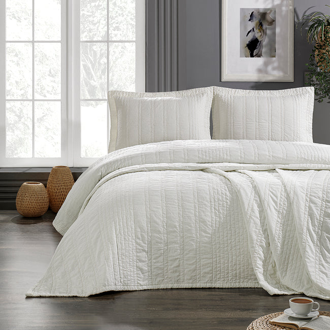 Valentina Çift Kişilik Yatak Örtüsü Ekru (3 Parça)