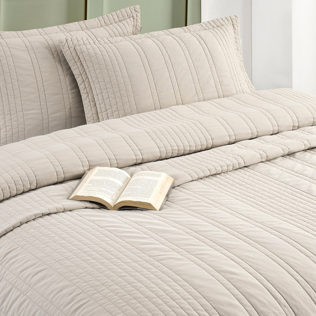 Valentina Double Duvet Cover Set Beige (3 Pieces)