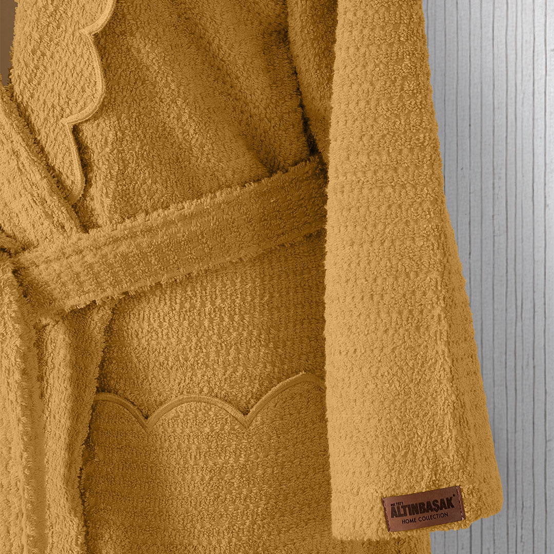 Valora 100% Cotton Women's Slim Fit Bathrobe Mustard (M)