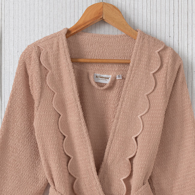 روب نسائي من فالورا %100 قطن بتصميم ضيق وردي فاتح (M)