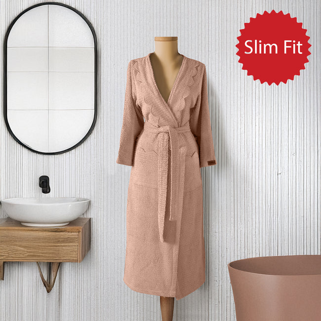 روب نسائي من فالورا %100 قطن بتصميم ضيق وردي فاتح (M)