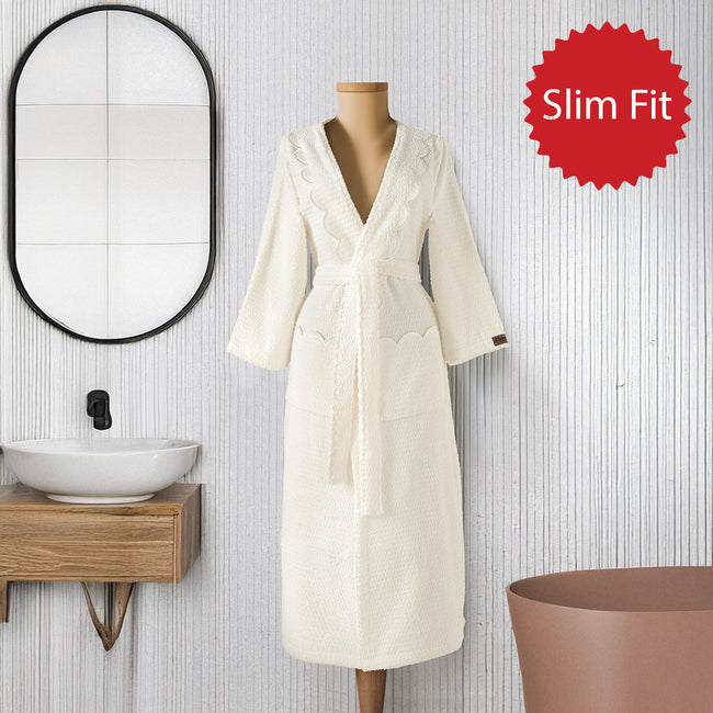 Valora %100 Pamuk Kadın Slim Fit Bornoz Ekru (S)