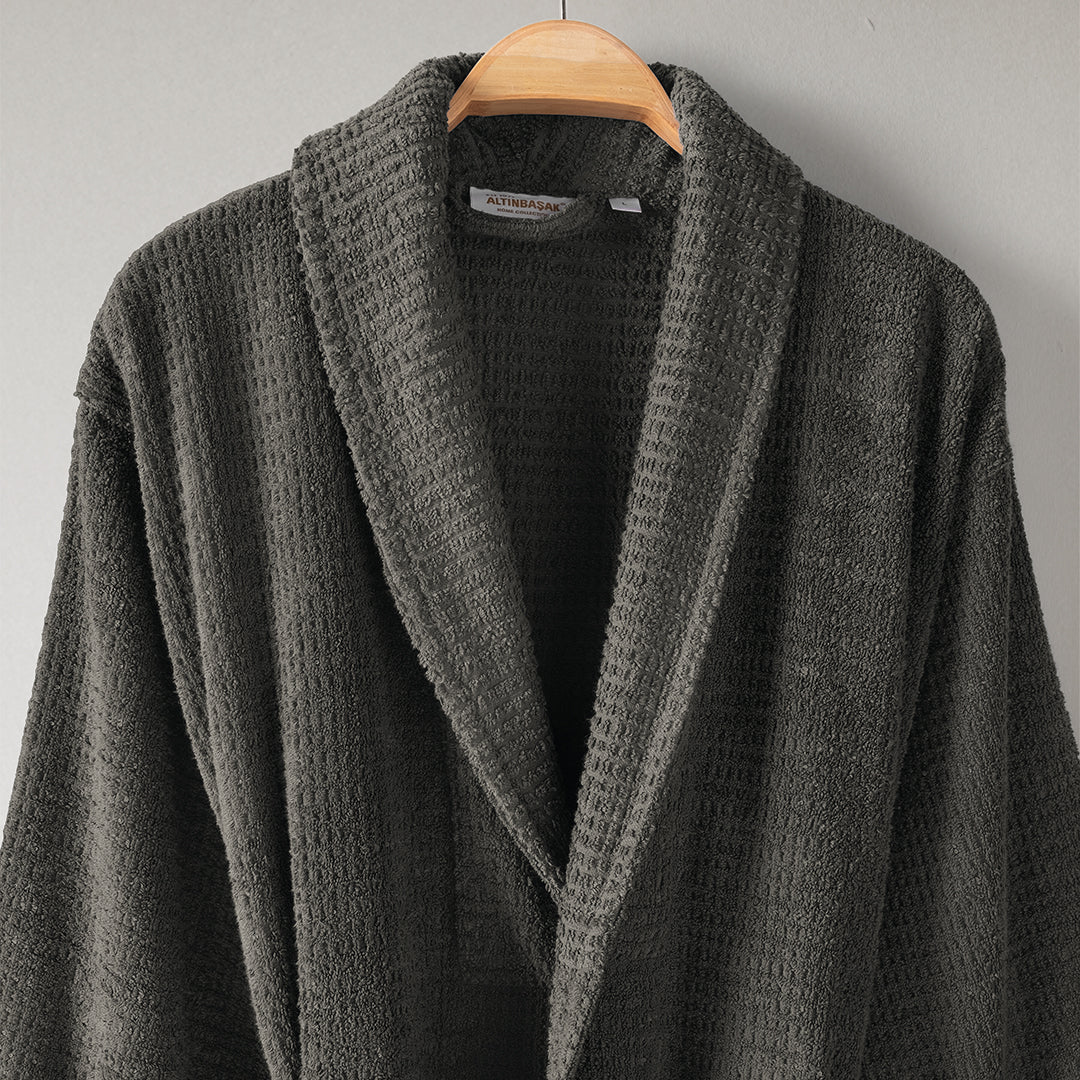 Verto 100% Cotton Unisex Bathrobe Anthracite