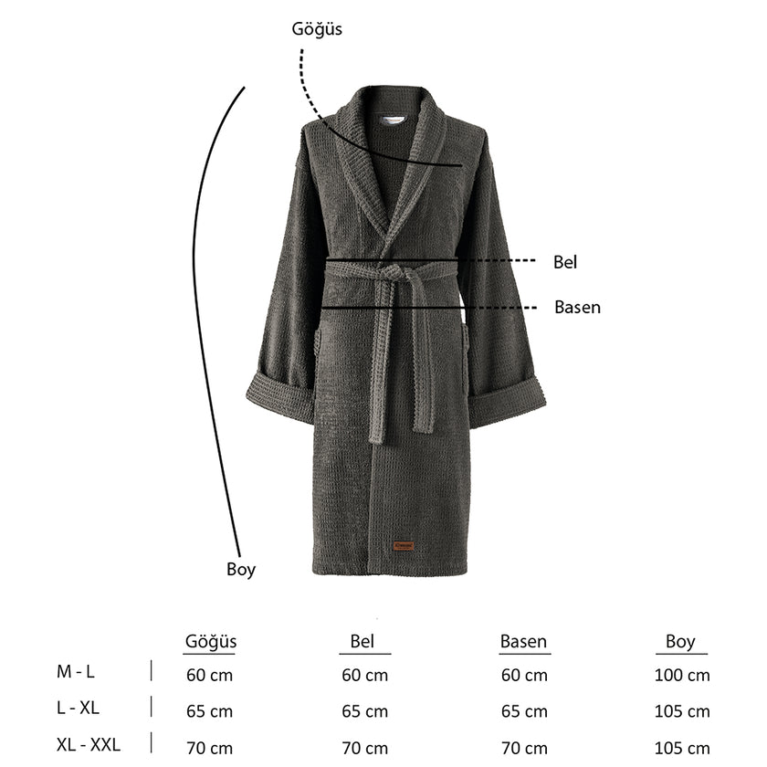 Verto %100 Pamuk Unisex Bornoz Antrasit