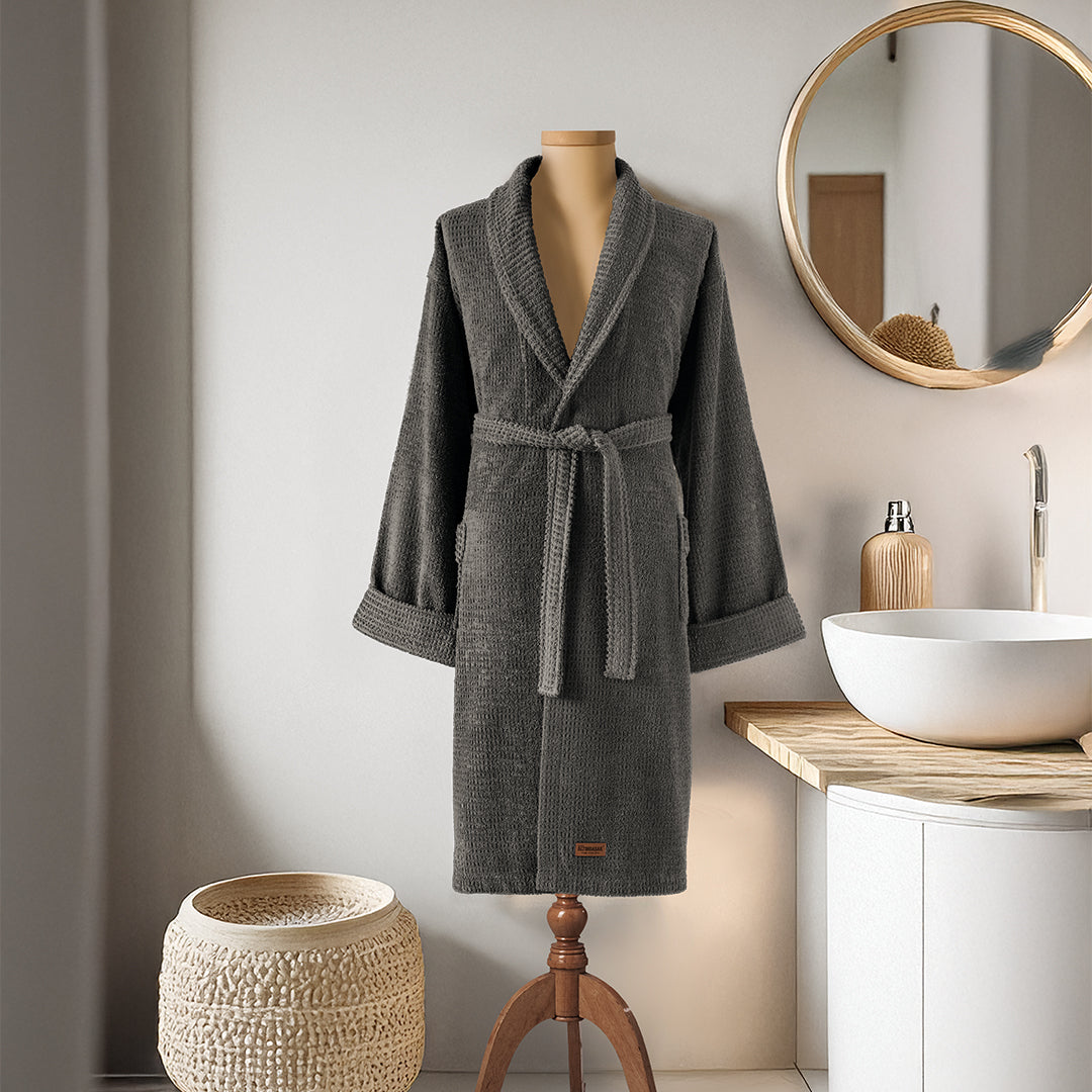 Verto 100% Cotton Unisex Bathrobe Anthracite