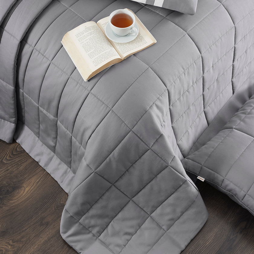 Vespera Çift Kişilik Nevresim-Yatak Örtüsü Takımı Gri (9 Parça)