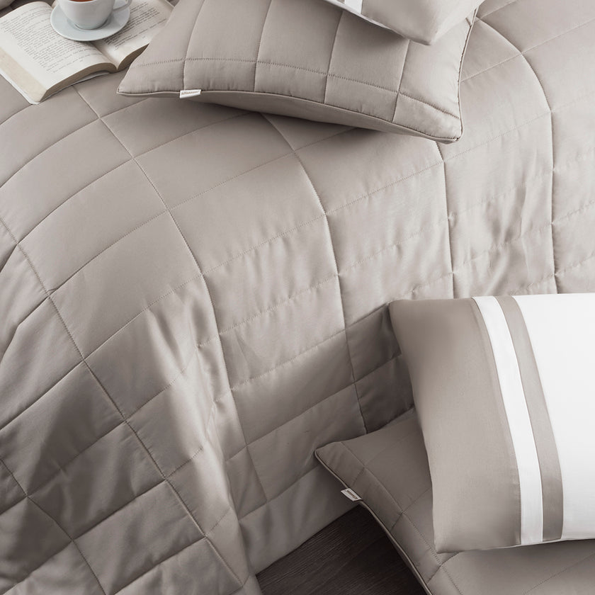 Vespera Çift Kişilik Nevresim-Yatak Örtüsü Takımı Bej (9 Parça)